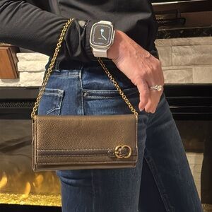 Vintage Gucci Marmont Chain Flap Leather Wallet